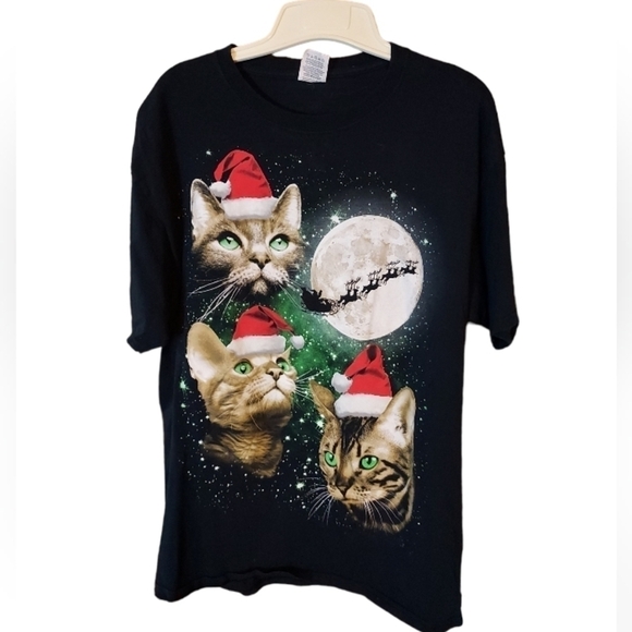 Christmas Cat short sleeve tshirt Large - Picture 5 of 10